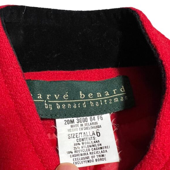 HARVE BENARD red cropped wool jacket size 6 - Picture 5 of 9